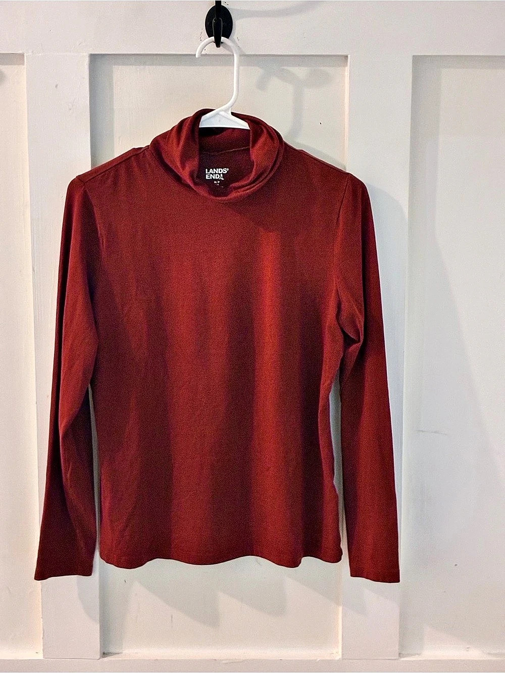 Lands' End Women's Supima Cotton Fitted Long Sleeve Turtleneck Red